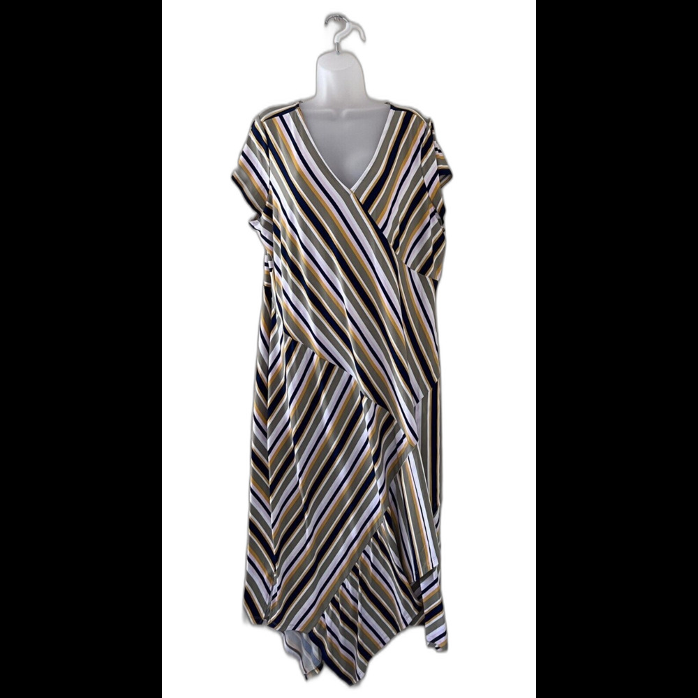 Du Jour Women’s Multi‑Color Wrap Dress Size XL Short Sleeve V‑Neck